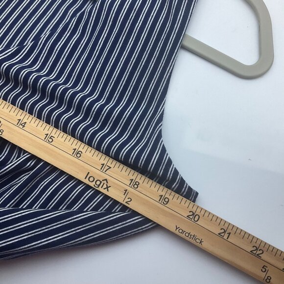 Soma L Navy White Striped Sleeveless Wrap Maxi Dress Belted Ruffle Hem Coastal - Picture 6 of 12